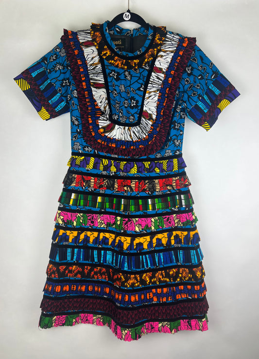 Edima African Complex Layered Ankara Dress - Short