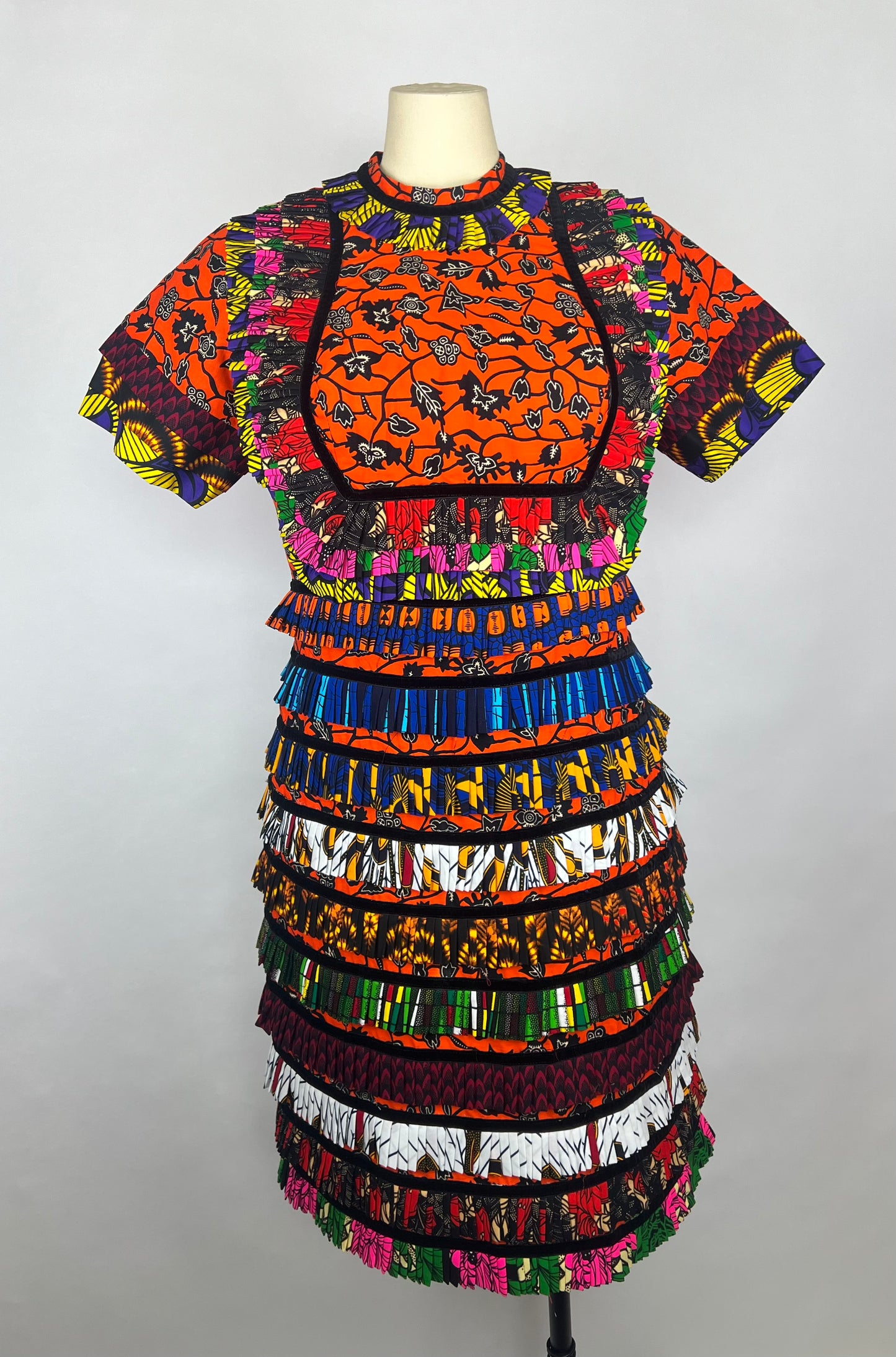 Edima African Complex Layered Ankara Dress - Short