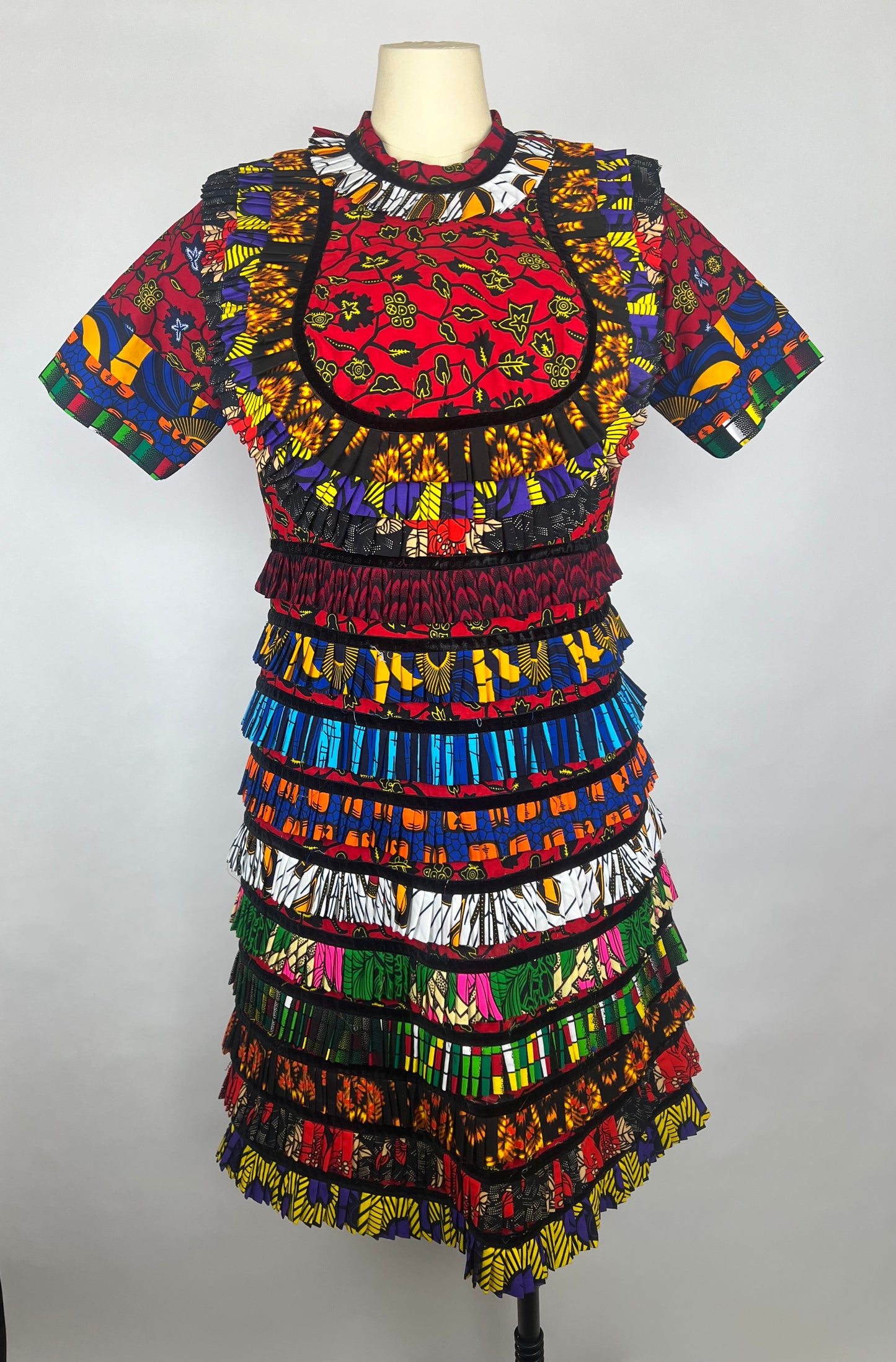 Edima African Complex Layered Ankara Dress - Short